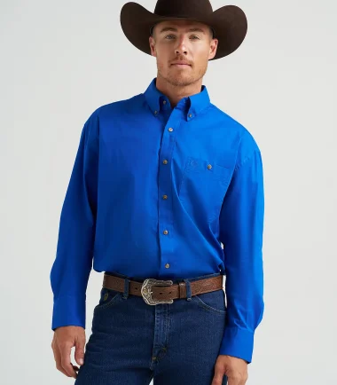 George Strait Men's Blue Shirt by Wrangler