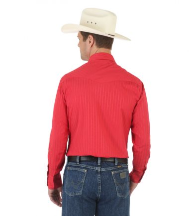Wrangler Men's Western Sport Long Sleeve Stampede Shirt Red
