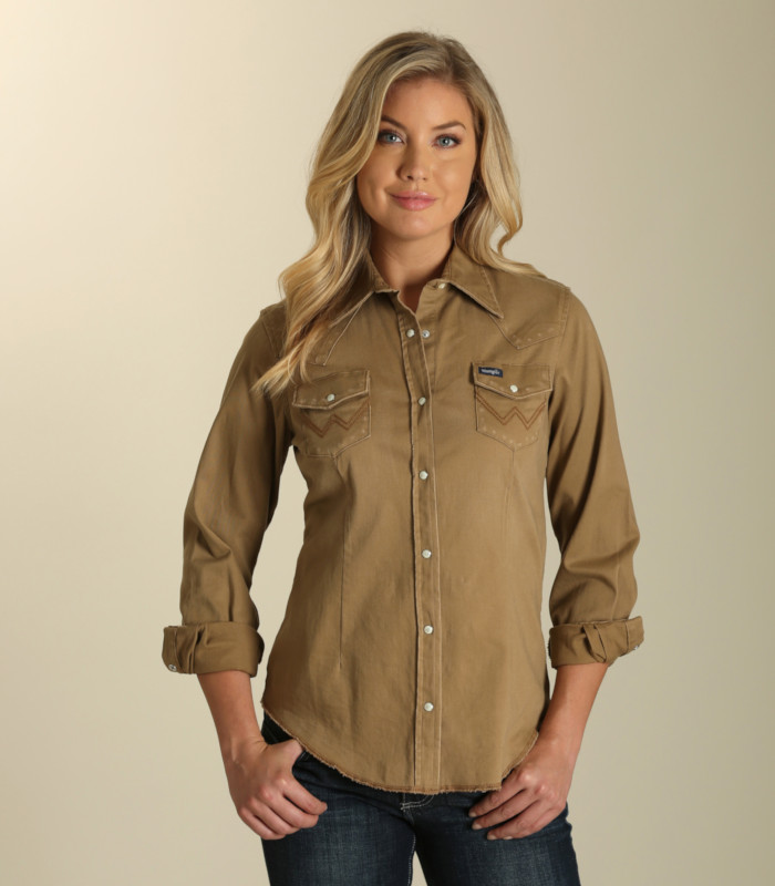 Wrangler Women's Long Sleeve Rawhide Denim Shirt - Riley & McCormick