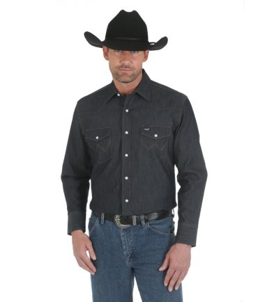 Wrangler Long Sleeve Denim Western Shirt