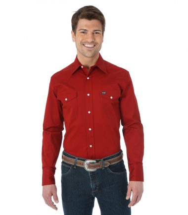 Wrangler Men's Long Sleeve Western Shirt Red