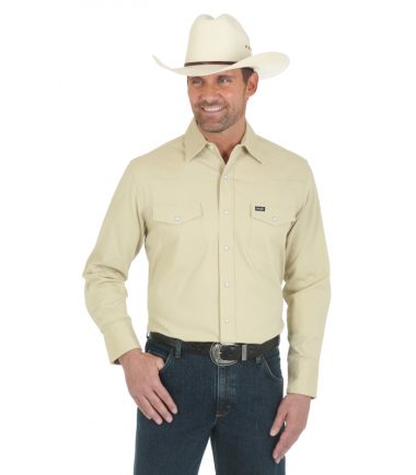 Wrangler Men's Long Sleeve Western Shirt Sand
