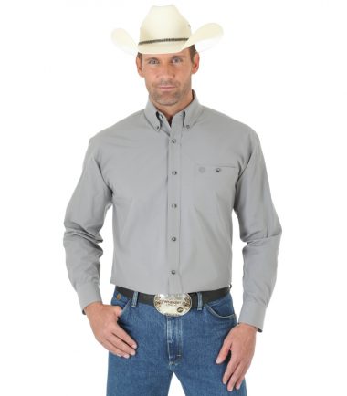 Wrangler Men's Long Sleeve Western George Strait Grey