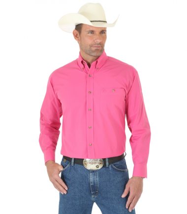 Wrangler Men's Long Sleeve Western George Strait Pink