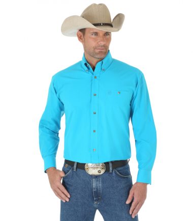 Wrangler Men's Long Sleeve Western George Strait Turquoise