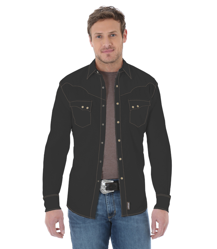 Wrangler Retro® Long Sleeve Spread Collar Solid Shirt - Riley & McCormick