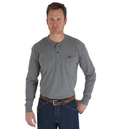 Wrangler Riggs Workwear Long Sleeve Henley Charcoal