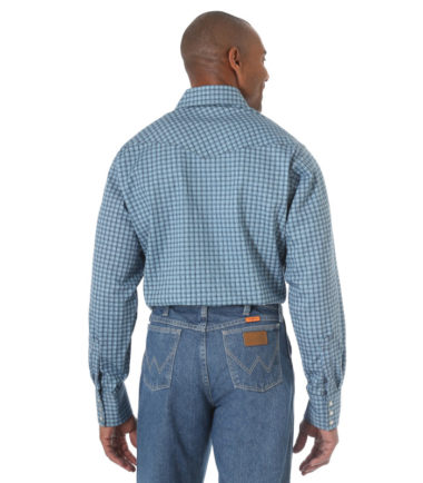 Wrangler FR Long Sleeve Work Shirt Blue Plaid