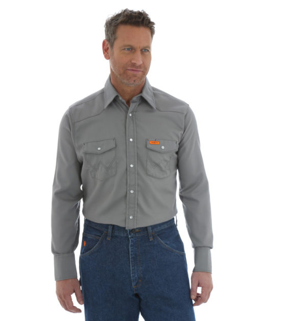 Wrangler FR Long Sleeve Lightweight Work Shirt Charcoal