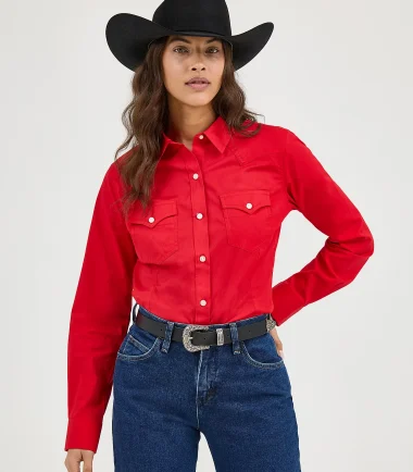 Wrangler® Women's Red Stretch Shirt