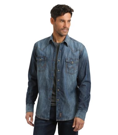 Wrangler Retro® Men's Long Sleeve Slim Fit Shirt lite indigo