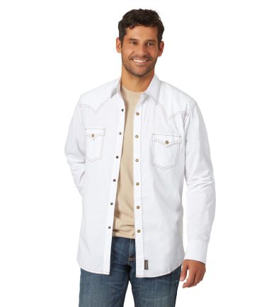 Wrangler Retro® Men's Long Sleeve Slim Fit Shirt WHITE